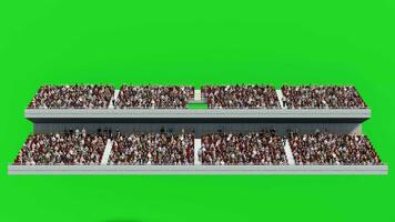 Green Screen 3D Crowd on Two Floor Stadium,Front View Isolated Graphic People Sitting and Walking Animation for Sport Scene video
