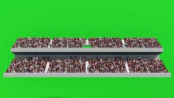 Green Screen 3D Crowd on Two Floor Stadium,Front View Isolated Graphic People Sitting and Walking Animation for Sport Scene video