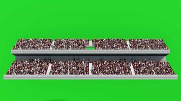 Green Screen 3D Crowd on Two Floor Stadium,Front View Isolated Graphic People Sitting and Walking Animation for Sport Scene video