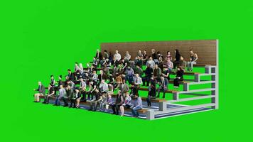 3d gens séance sur tribune avec vert écran video