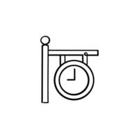 tren estación reloj línea estilo icono diseño vector