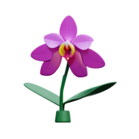 orchidée 3d le rendu icône illustration png