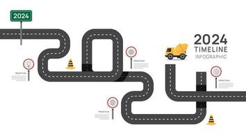 2024 negocio la carretera mapa cronograma infografía modelo. moderno hito elemento cronograma diagrama vector infografía