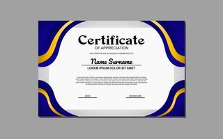 The Certificate Template with a Blue and Gold Design is an elegant and customizable design suitable for creating formal certificates or awards with a touch of sophistication. vector