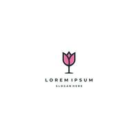 tulipán vino logo diseño en aislado fondo, niña vino logo, tulipán combinar con vino vaso vector