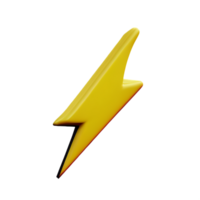 lightning bolt 3d rendering icon illustration png