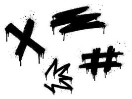 Spray painted graffiti element on set. letter X, hashtag. isolated on white background. vector illustration