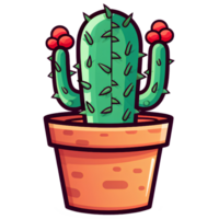 Cactus in a pot drawing ai generative png