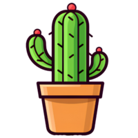 Cactus in a pot drawing ai generative png