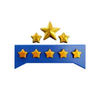 review 5 star 3d rendering icon illustration png