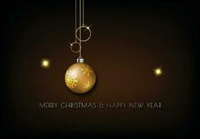 Merry Christmas, Gold 2020 design on dark brown background vector