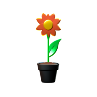 flor maceta 3d representación icono ilustración png