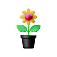 fleur pot 3d le rendu icône illustration png