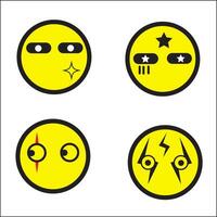 emoticon cara ilustración diseño vector en amarillo color. adecuado para iconos, logotipos, carteles, sitios web, camiseta diseños, pegatinas, compañías, anuncios