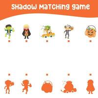 Matching shadow game for children. Find the correct shadow. Worksheet for kid. Printable activity page for kids. Vector file.