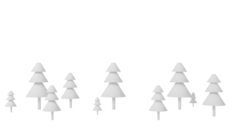 PNG gelukkig nieuw jaar. winter vakantie landschap met sneeuwbanken en besneeuwd Spar gemakkelijk bomen. 3d renderen illustratie. seizoensgebonden natuur achtergrond. ijzig sneeuw heuvels. minimaal stijl pastel