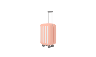 png complacer en el seducir de un 3d representación naranja maleta, emblemático de de moda pastel viajar. descubrir moderno estilo y pasión de viajar en esta cautivador, gráfico un debe tener para tu creativo persecuciones
