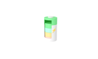 3d Rendern Minimum Batterie Symbol. Energie aufladen. Leistung Rohr. Batterie Tube mit Donner Symbol. 3d Illustration. minimal Konzept pastell.png png