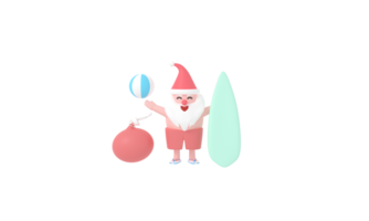 verheffen uw festiviteiten met een 3d de kerstman claus in een zomer Kerstmis sfeer. ambacht fantasierijk decor mengen seizoensgebonden zomer en 3d kunstenaarstalent voor een magisch vakantie beleven. png