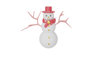 PNG Christmas pastel Scene With Snowman Cute characters. 3d Rendering illustration. snow winter season in holiday festival