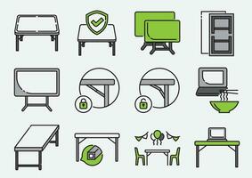 folding table colorline icon set vector