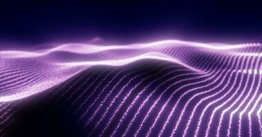 Abstract purple waves from glowing particles and lines futuristic hi-tech background photo