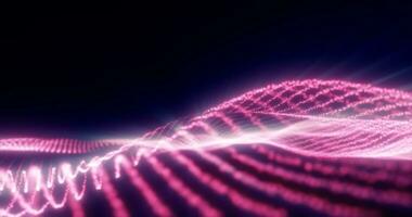 Abstract pink energy magic waves from glowing particles and lines futuristic hi-tech background photo