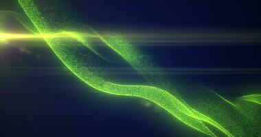 Green glowing magic waves from energy particles abstract background photo