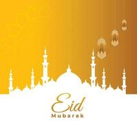 creativo islámico festival eid Mubarak para temporada realista eid al-fitr con mezquita diseño vector