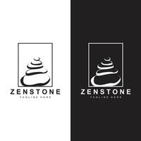 Stone Logo, Vector Zen Meditation Stone Balance Tranquility, Yoga Minimalist Simple Design, Silhouette Illustration