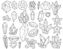 diamond gems or crystal gemstones outline collection vector