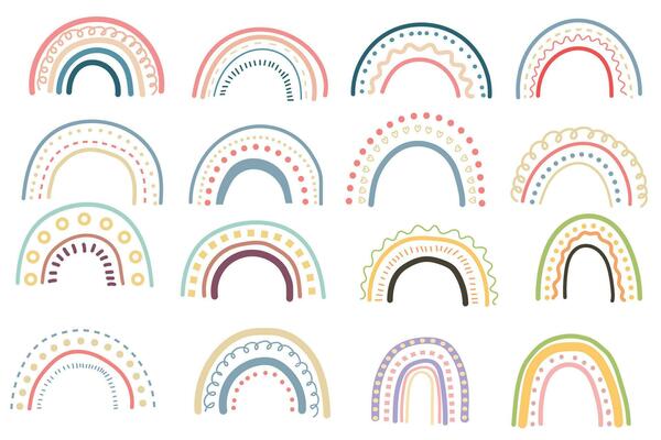 cute rainbow doodle illustration collections
