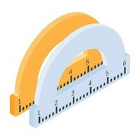 An isometric icon of protractors vector