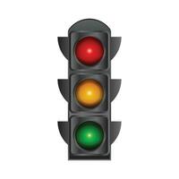 Realistic 3D Traffic Light Signal Sign With Three Main Signal Colors Red, Yellow And Green Vector Illustration, Traffic Light Flat Icon On Highway To Stop Vehicles Isolated On White Background