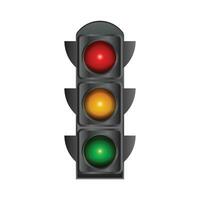 Realistic 3D Traffic Light Signal Sign With Three Main Signal Colors Red, Yellow And Green Vector Illustration, Traffic Light Flat Icon On Highway To Stop Vehicles Isolated On White Background