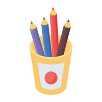 Get your hands on pencil holder isometric icon vector