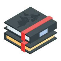 Trendy book box isometric icon vector