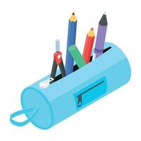 Isometric icon depicting pencil vector