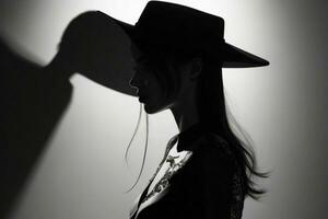 Fashion model woman with hard shadow. Pro Photo