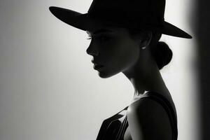 Fashion model woman with hard shadow. Pro Photo