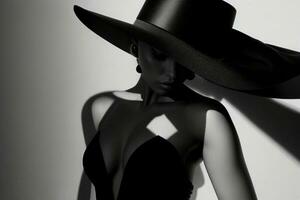 Fashion model woman with hard shadow. Pro Photo