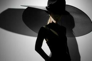 Fashion model woman with hard shadow. Pro Photo