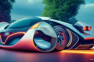 car in trendy futurism style. Pro Photo