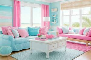 Beach style living room design. Pro Photo