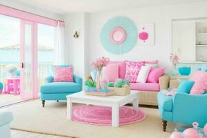 Beach style living room design. Pro Photo