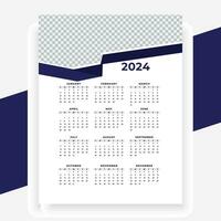 vector modern style new year 2024 calendar template