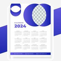 vector modern style new year 2024 calendar template