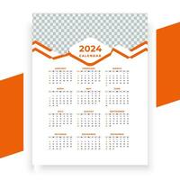 vector modern style new year 2024 calendar template
