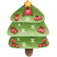 christmas tree with ball snow and star on top isolated on transparent background png