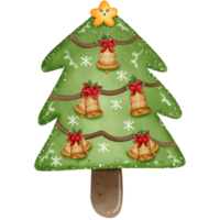 christmas tree with bell snow and star on top isolated on transparent background png